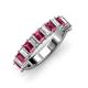 3 - Alaya Emerald Cut Pink Tourmaline and Diamond 14 Stone Wedding Band 