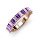 3 - Alaya Emerald Cut Amethyst and Diamond 14 Stone Wedding Band 