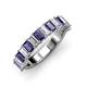 3 - Alaya Emerald Cut Iolite and Diamond 14 Stone Wedding Band 