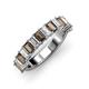 3 - Alaya Emerald Cut Smoky Quartz and Diamond 14 Stone Wedding Band 
