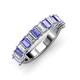 3 - Alaya Emerald Cut Tanzanite and Diamond 14 Stone Wedding Band 