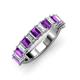 3 - Alaya Emerald Cut Amethyst and Diamond 14 Stone Wedding Band 