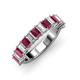 3 - Alaya Emerald Cut Rhodolite Garnet and Diamond 14 Stone Wedding Band 