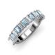 3 - Alaya Emerald Cut Aquamarine and Diamond 14 Stone Wedding Band 