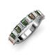 3 - Alaya Emerald Cut Diamond and Lab Created Alexandrite 14 Stone Wedding Band 
