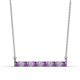 1 - Noela 2.70 mm Round Amethyst and Diamond Horizontal Bar Pendant Necklace 