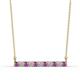1 - Noela 2.70 mm Round Amethyst and Diamond Horizontal Bar Pendant Necklace 