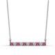 1 - Noela 2.70 mm Round Rhodolite Garnet and Diamond Horizontal Bar Pendant Necklace 