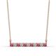 1 - Noela 2.70 mm Round Pink Tourmaline and Lab Grown Diamond Horizontal Bar Pendant Necklace 