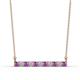 1 - Noela 2.70 mm Round Amethyst and Lab Grown Diamond Horizontal Bar Pendant Necklace 