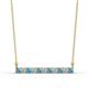 1 - Noela 2.70 mm Round Blue Topaz and Lab Grown Diamond Horizontal Bar Pendant Necklace 