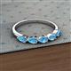 2 - Grace Pear Cut Blue Topaz 5 Stone Wedding Band 