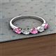 2 - Grace Pear Cut Pink Sapphire and Diamond 5 Stone Wedding Band 