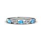 1 - Grace Pear Cut Blue Topaz and Diamond 5 Stone Wedding Band 