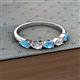 2 - Grace Pear Cut Blue Topaz and Diamond 5 Stone Wedding Band 