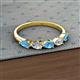2 - Grace Pear Cut Blue Topaz and Diamond 5 Stone Wedding Band 