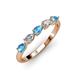 3 - Grace Pear Cut Blue Topaz and Diamond 5 Stone Wedding Band 