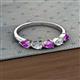 2 - Grace Pear Cut Amethyst and Diamond 5 Stone Wedding Band 
