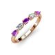 3 - Grace Pear Cut Amethyst and Diamond 5 Stone Wedding Band 