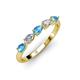 3 - Grace Pear Cut Blue Topaz and Diamond 5 Stone Wedding Band 