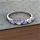 2 - Grace Pear Cut Tanzanite and Diamond 5 Stone Wedding Band 