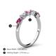 4 - Grace Pear Cut Pink Sapphire and Diamond 5 Stone Wedding Band 
