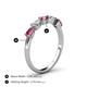 4 - Grace Pear Cut Pink Tourmaline and Diamond 5 Stone Wedding Band 