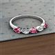 2 - Grace Pear Cut Pink Tourmaline and Lab Grown Diamond 5 Stone Wedding Band 