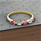 2 - Grace Pear Cut Pink Tourmaline and Lab Grown Diamond 5 Stone Wedding Band 