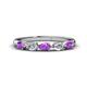 1 - Grace Pear Cut Amethyst and Lab Grown Diamond 5 Stone Wedding Band 