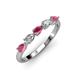 3 - Grace Pear Cut Rhodolite Garnet and Lab Grown Diamond 5 Stone Wedding Band 