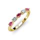 3 - Grace Pear Cut Rhodolite Garnet and Lab Grown Diamond 5 Stone Wedding Band 