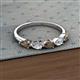 2 - Grace Pear Cut Smoky Quartz and Lab Grown Diamond 5 Stone Wedding Band 