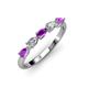 3 - Grace Pear Cut Amethyst and Lab Grown Diamond 5 Stone Wedding Band 