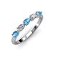 3 - Grace Pear Cut Blue Topaz and Lab Grown Diamond 5 Stone Wedding Band 