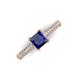 3 - Serina Classic Princess Cut Lab Created Blue Sapphire and Round Diamond 3 Row Micro Pave Shank Engagement Ring 