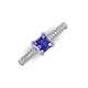 3 - Serina Classic Princess Cut Tanzanite and Round Diamond 3 Row Micro Pave Shank Engagement Ring 