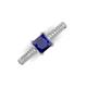 3 - Serina Classic Princess Cut Lab Created Blue Sapphire and Round Diamond 3 Row Micro Pave Shank Engagement Ring 