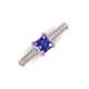3 - Serina Classic Princess Cut Tanzanite and Round Diamond 3 Row Micro Pave Shank Engagement Ring 