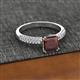 2 - Serina Classic Princess Cut Red Garnet and Round Diamond 3 Row Micro Pave Shank Engagement Ring 