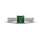 1 - Serina Classic Round Diamond and Lab Created Alexandrite 3 Row Micro Pave Shank Engagement Ring 