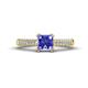 1 - Serina Classic Princess Cut Tanzanite and Round Diamond 3 Row Micro Pave Shank Engagement Ring 