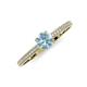 3 - Serina Classic Round Aquamarine and Diamond 3 Row Micro Pave Shank Engagement Ring 