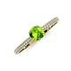 3 - Serina Classic Round Peridot and Diamond 3 Row Micro Pave Shank Engagement Ring 