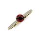 3 - Serina Classic Round Red Garnet and Diamond 3 Row Micro Pave Shank Engagement Ring 