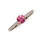 3 - Serina Classic Round Pink Tourmaline and Diamond 3 Row Micro Pave Shank Engagement Ring 
