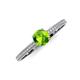 3 - Serina Classic Round Peridot and Diamond 3 Row Micro Pave Shank Engagement Ring 