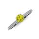 3 - Serina Classic Round Yellow and White Diamond 3 Row Micro Pave Shank Engagement Ring 