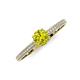 3 - Serina Classic Round Yellow and White Diamond 3 Row Micro Pave Shank Engagement Ring 