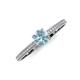 3 - Serina Classic Round Aquamarine and Diamond 3 Row Micro Pave Shank Engagement Ring 